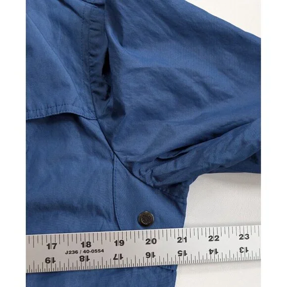 Burberry Brit Blue Women’s Sz 12 Double Breasted Short Trench Coat Lightweight - Picture 9 of 16